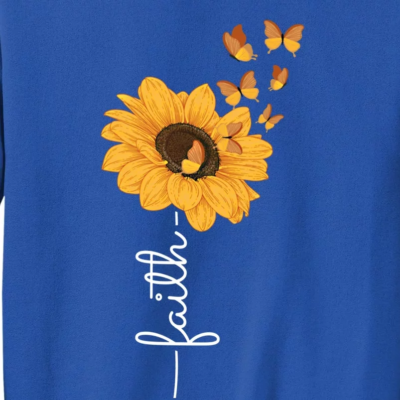 Faith Christ Religious Sunflower Butterfly Art Gift Tall Sweatshirt