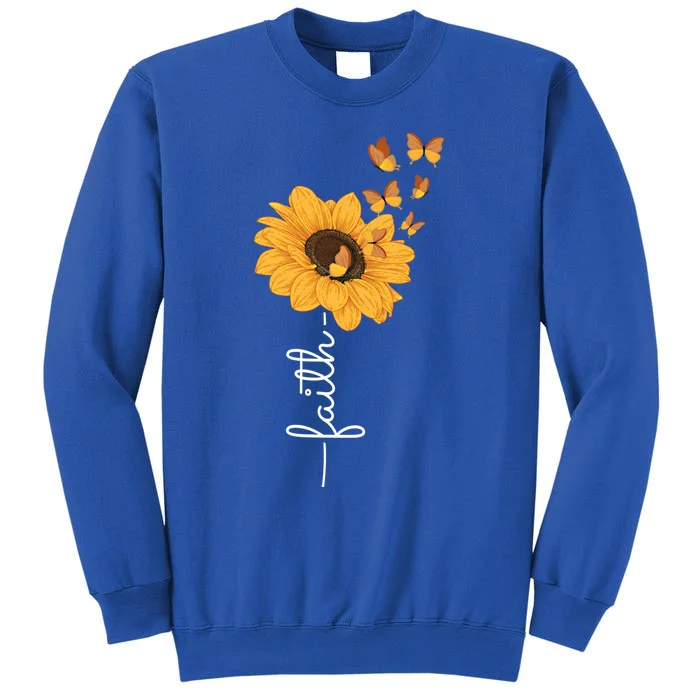 Faith Christ Religious Sunflower Butterfly Art Gift Tall Sweatshirt