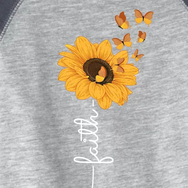 Faith Christ Religious Sunflower Butterfly Art Gift Toddler Fine Jersey T-Shirt