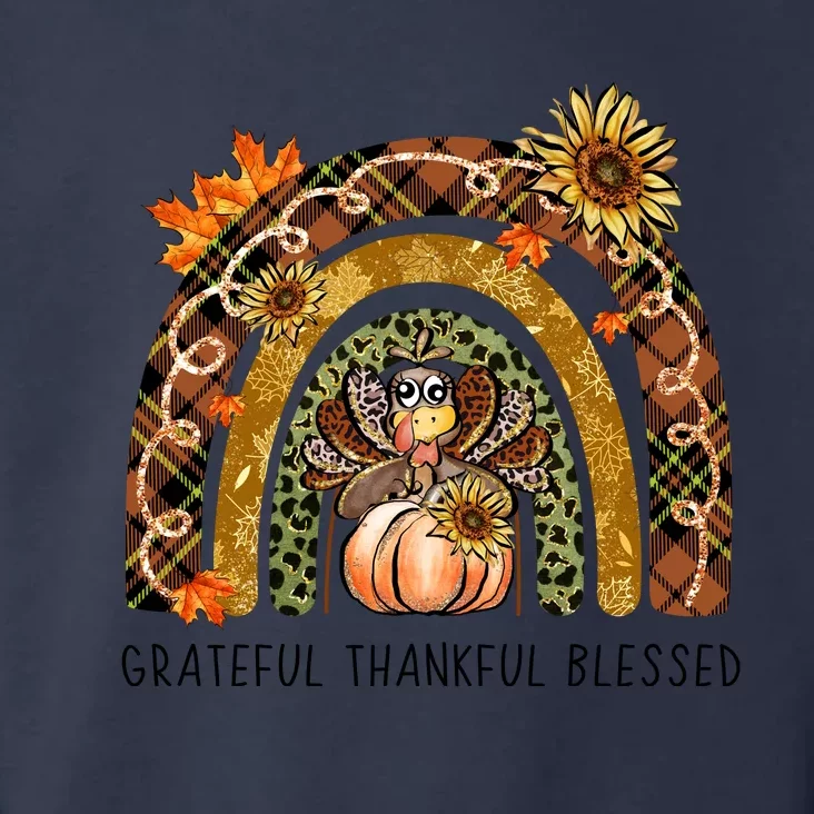 Funny Cute Raibown Grateful Thankful Blessed Thanksgiving Turkey Toddler Hoodie