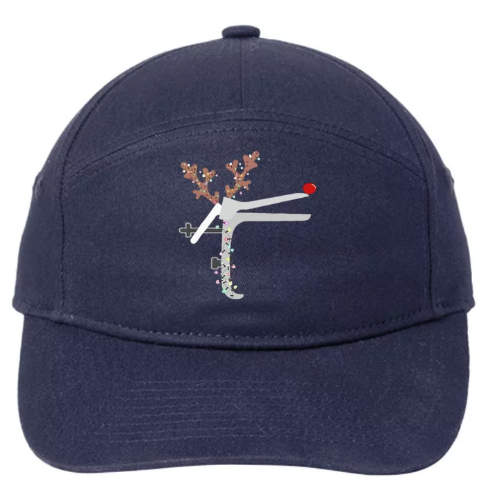 Funny Christmas Reindeer Speculum Nurse L&D Nursing Xmas 7-Panel Snapback Hat