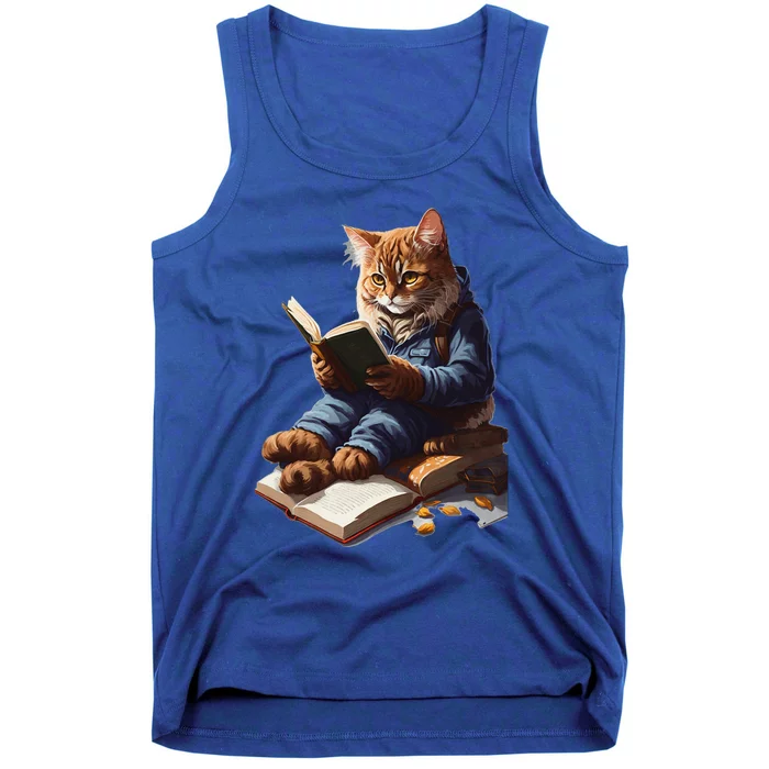 Funny Cats Reading A Book Graphic Cat Kitten Lovers Tank Top