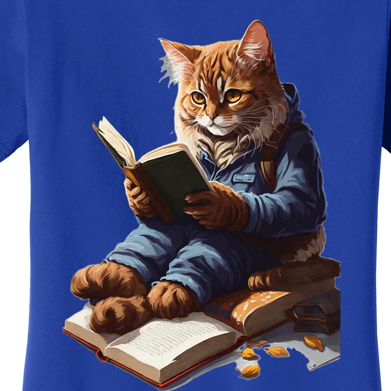 Funny Cats Reading A Book Graphic Cat Kitten Lovers Women's T-Shirt