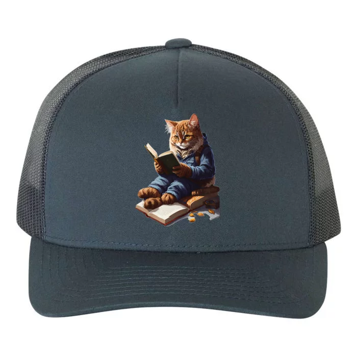 Funny Cats Reading A Book Graphic Cat Kitten Lovers Yupoong Adult 5-Panel Trucker Hat