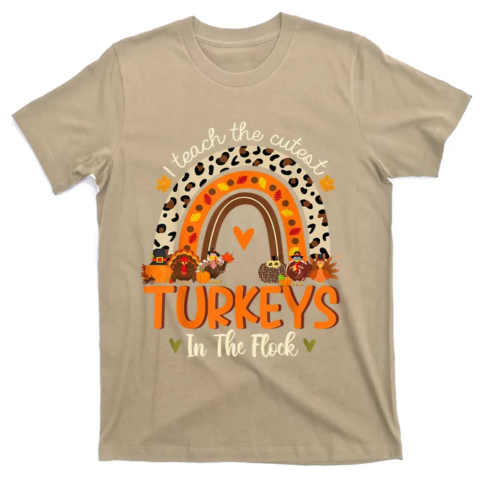 Funny Cute Rainbow Leopard I Teach The St Turkeys In The Flock Design T-Shirt