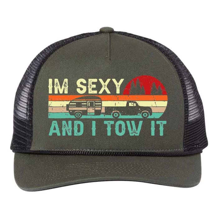 Funny Camping RV Im Sexy And I Tow It RV Camper Retro Rope Trucker Hat Cap