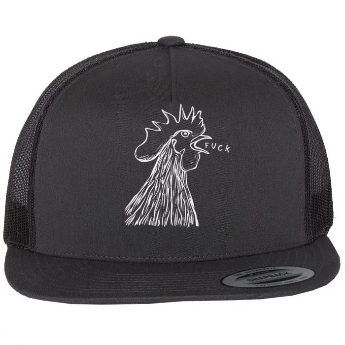 Funny Chicken Rooster Saying Fuck Flat Bill Trucker Hat