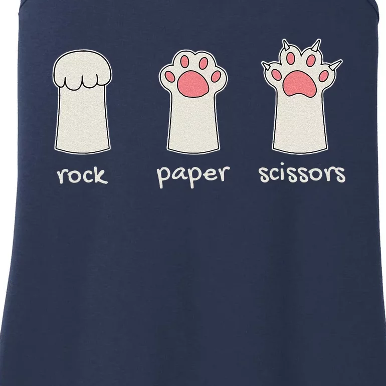 Funny Cat Rock Paper Scissors Cute Cat Paws Ladies Essential Tank