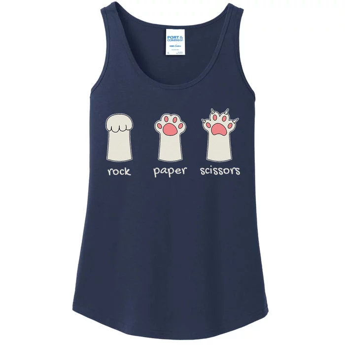 Funny Cat Rock Paper Scissors Cute Cat Paws Ladies Essential Tank