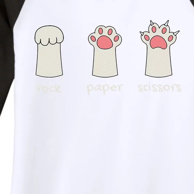 Funny Cat Rock Paper Scissors Cute Cat Paws Women's Tri-Blend 3/4-Sleeve Raglan Shirt