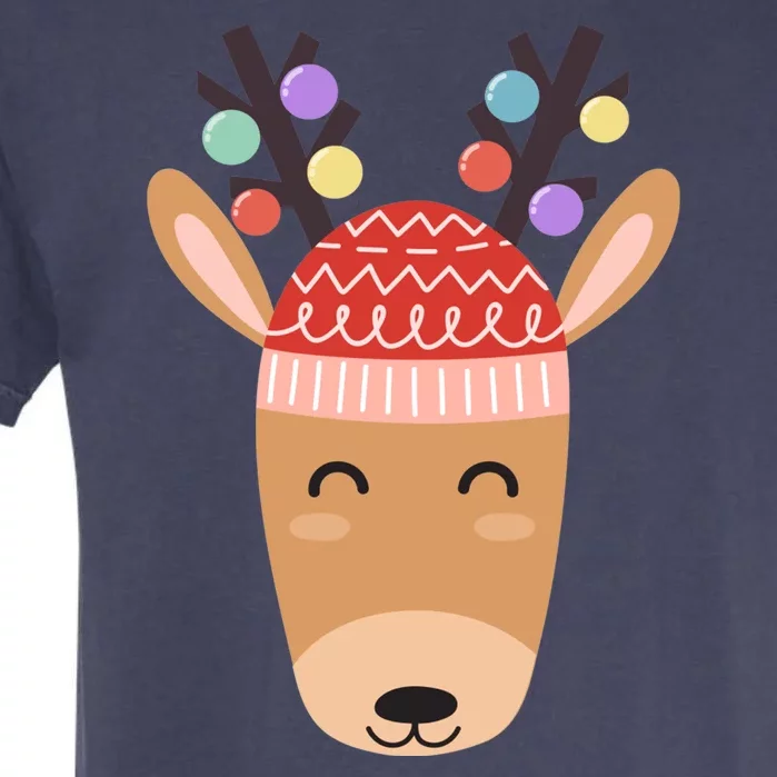 Festive Christmas Reindeer Garment-Dyed Heavyweight T-Shirt