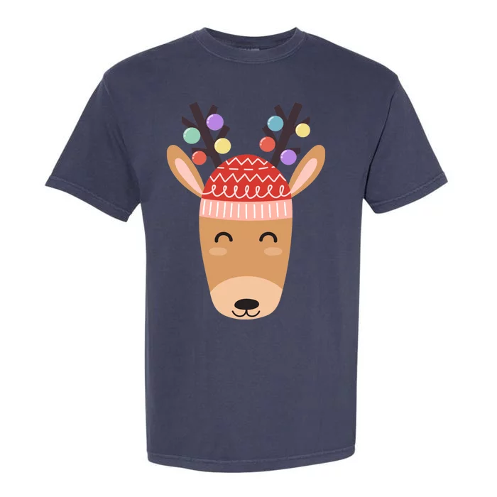 Festive Christmas Reindeer Garment-Dyed Heavyweight T-Shirt