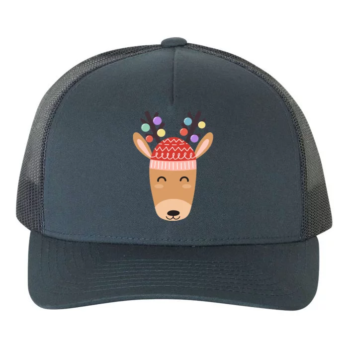 Festive Christmas Reindeer Yupoong Adult 5-Panel Trucker Hat