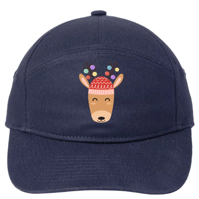 Festive Christmas Reindeer 7-Panel Snapback Hat