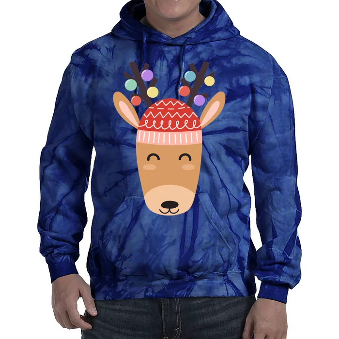 Festive Christmas Reindeer Tie Dye Hoodie