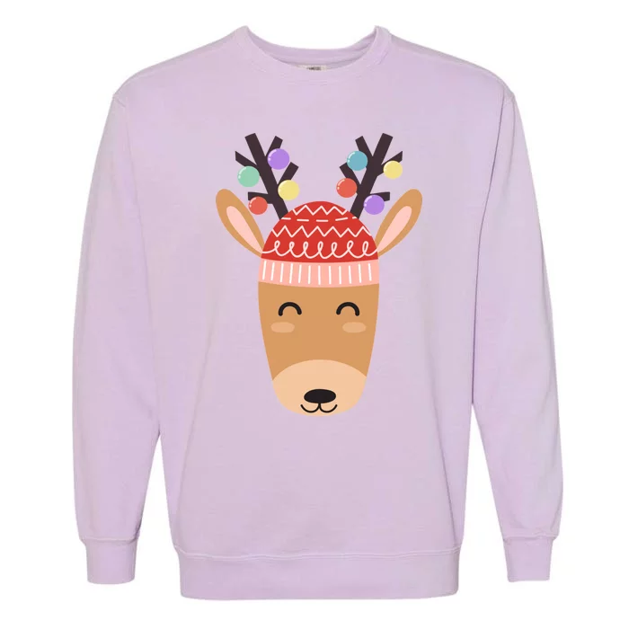 Festive Christmas Reindeer Garment-Dyed Sweatshirt