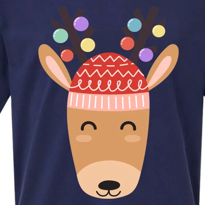 Festive Christmas Reindeer Sueded Cloud Jersey T-Shirt