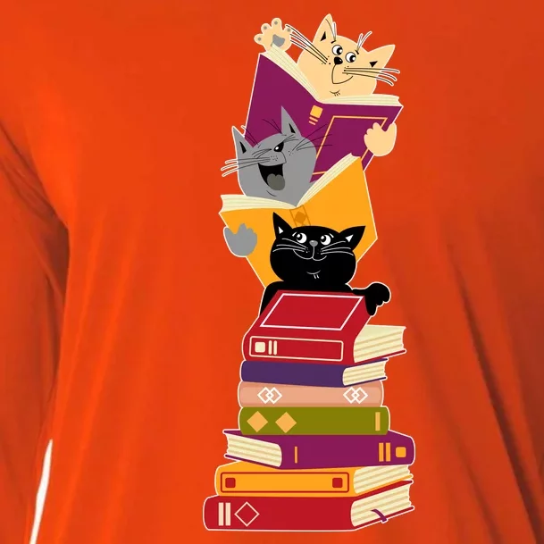 Funny Cats Reading Books Reading Book Lover Cooling Performance Long Sleeve Crew