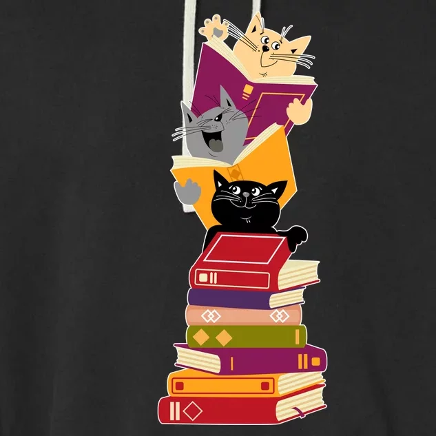 Funny Cats Reading Books Reading Book Lover Garment-Dyed Fleece Hoodie