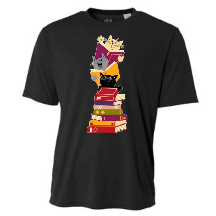 Funny Cats Reading Books Reading Book Lover Cooling Performance Crew T-Shirt