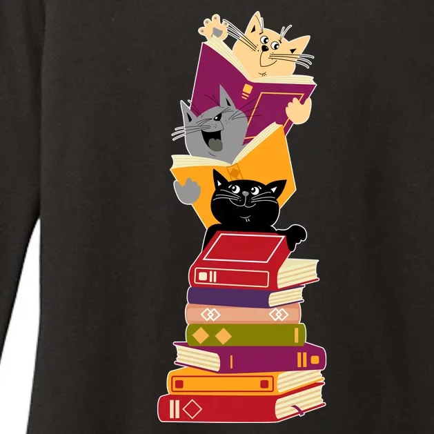 Funny Cats Reading Books Reading Book Lover Womens CVC Long Sleeve Shirt