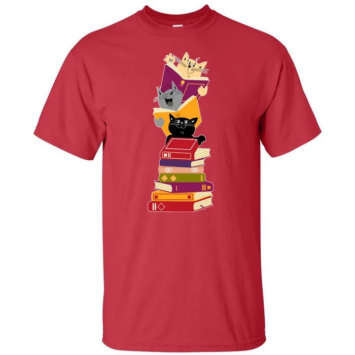 Funny Cats Reading Books Reading Book Lover Tall T-Shirt