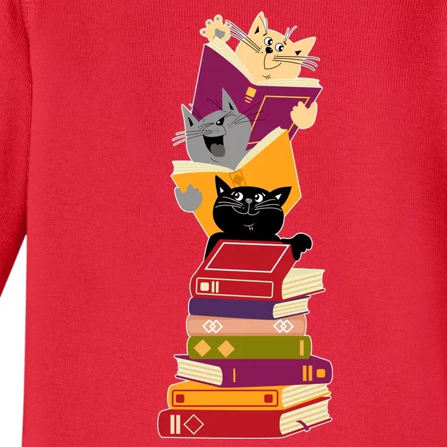 Funny Cats Reading Books Reading Book Lover Baby Long Sleeve Bodysuit