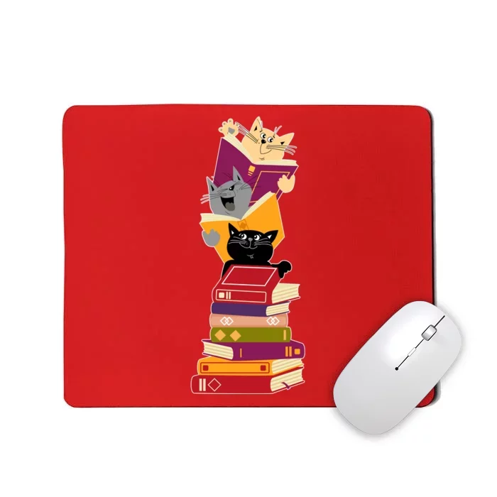 Funny Cats Reading Books Reading Book Lover Mousepad