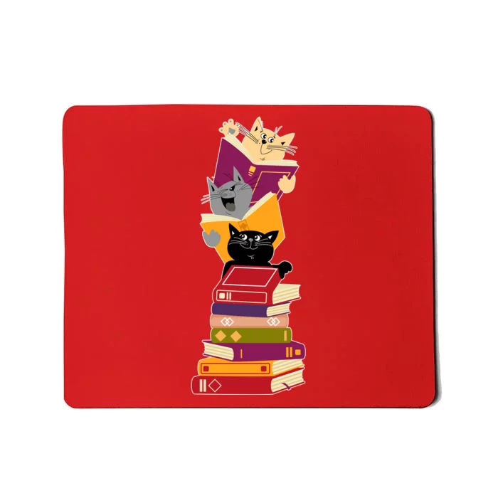 Funny Cats Reading Books Reading Book Lover Mousepad