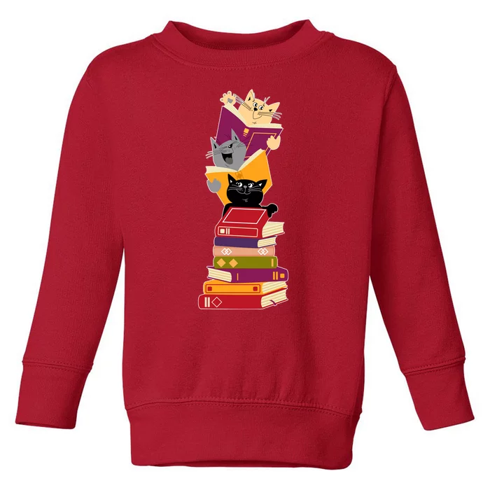 Funny Cats Reading Books Reading Book Lover Toddler Sweatshirt