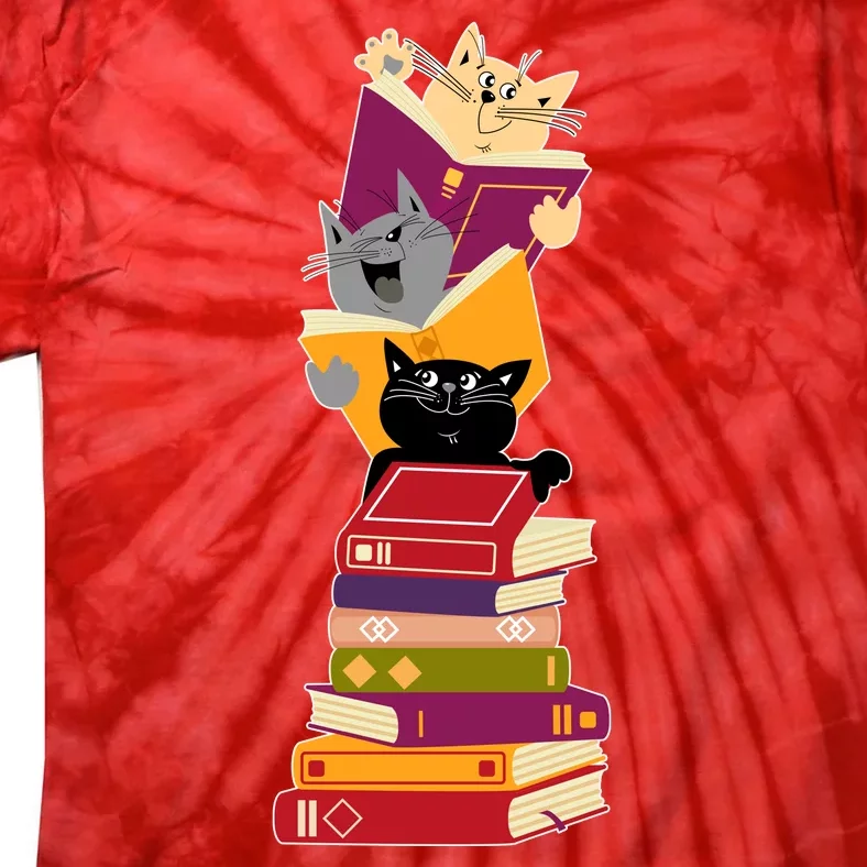 Funny Cats Reading Books Reading Book Lover Tie-Dye T-Shirt