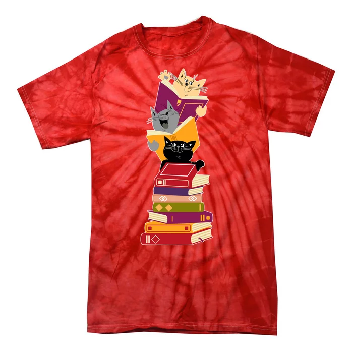 Funny Cats Reading Books Reading Book Lover Tie-Dye T-Shirt