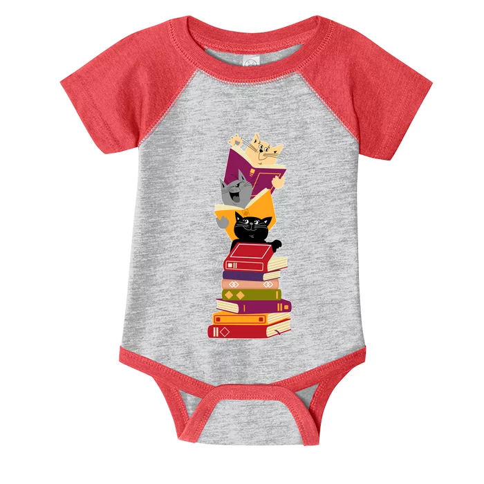 Funny Cats Reading Books Reading Book Lover Infant Baby Jersey Bodysuit