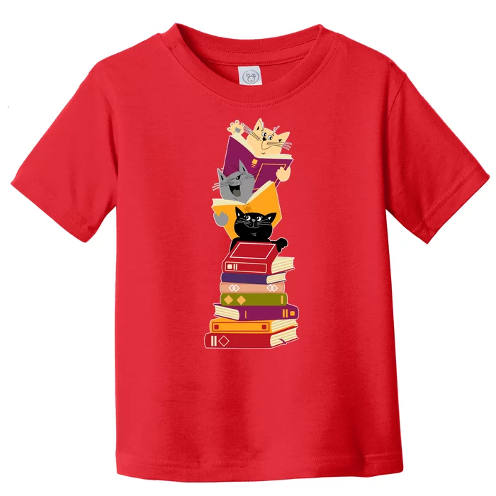 Funny Cats Reading Books Reading Book Lover Toddler T-Shirt