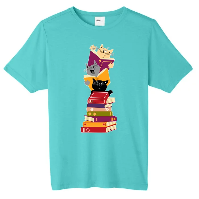 Funny Cats Reading Books Reading Book Lover ChromaSoft Performance T-Shirt