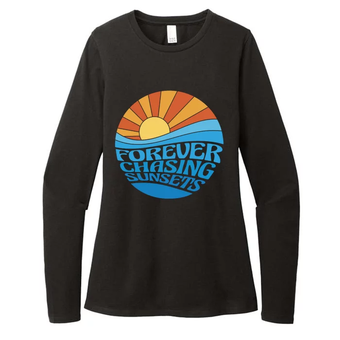 Forever Chasing Sunsets Retro Womens CVC Long Sleeve Shirt