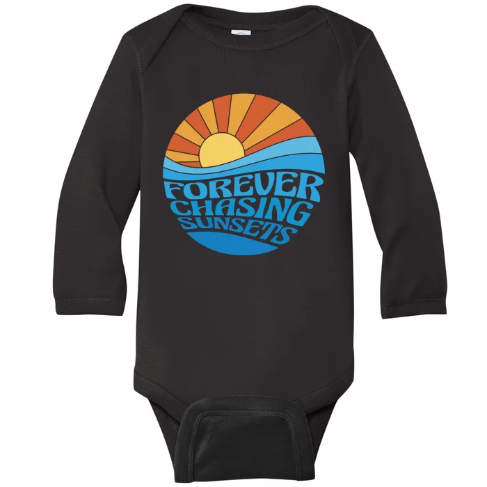 Forever Chasing Sunsets Retro Baby Long Sleeve Bodysuit