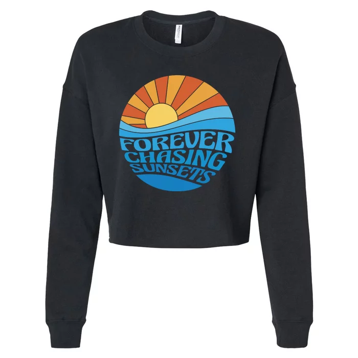 Forever Chasing Sunsets Retro Cropped Pullover Crew