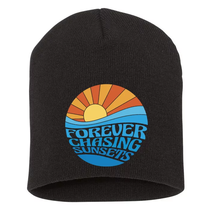 Forever Chasing Sunsets Retro Short Acrylic Beanie