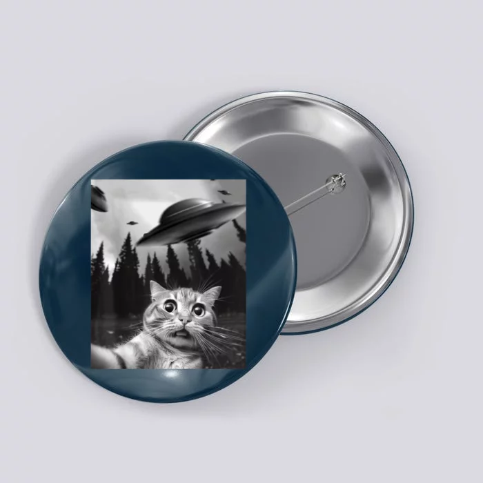 Funny Cat Selfie With UFOs Button