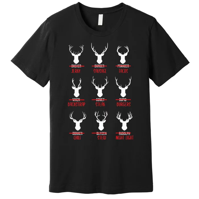 Funny Christmas Santa Reindeer List Pajamas For Deer Hunters Premium T-Shirt