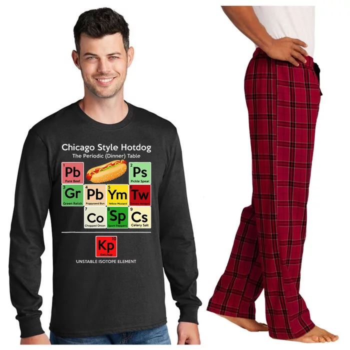 Funny Chicago Style Hot Dog Periodic Dinner Table Of Element Long Sleeve Pajama Set