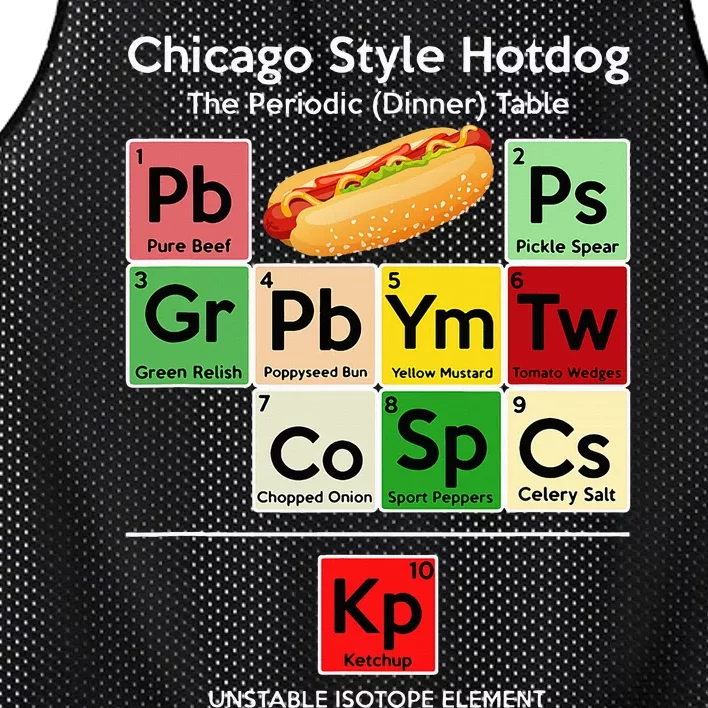 Funny Chicago Style Hot Dog Periodic Dinner Table Of Element Mesh Reversible Basketball Jersey Tank