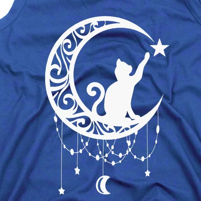 Funny Cat Sitting On Moon Cat Lover Cat Tank Top