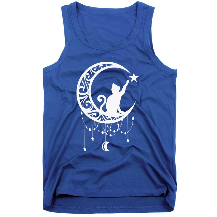 Funny Cat Sitting On Moon Cat Lover Cat Tank Top