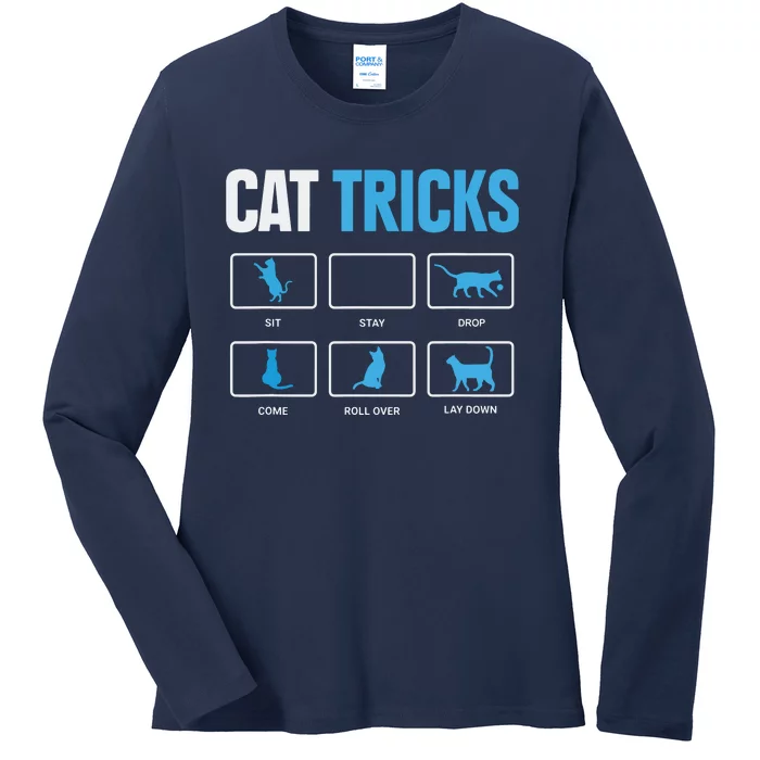 Funny Cat Sayings Cat Tricks Ladies Long Sleeve Shirt