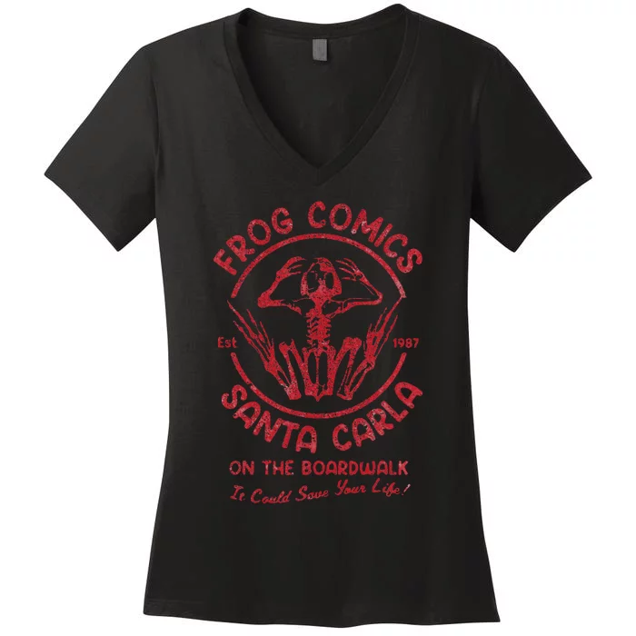 Frog Comics Santa Carla On The Boardwalk Women's V-Neck T-Shirt