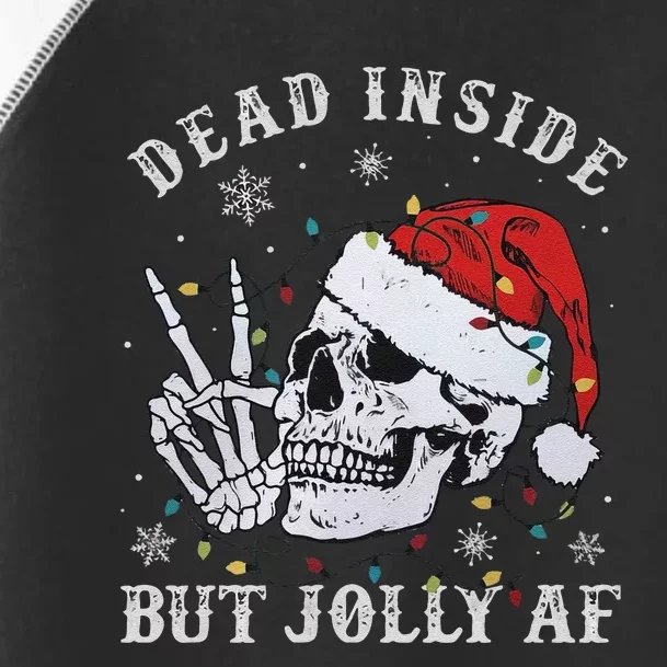 Funny Christmas Skull Dead Inside But Jolly Af Cute Toddler Fine Jersey T-Shirt