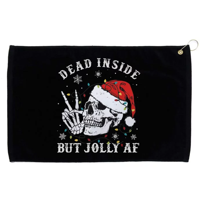 Funny Christmas Skull Dead Inside But Jolly Af Cute Grommeted Golf Towel