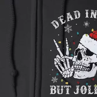 Funny Christmas Skull Dead Inside But Jolly Af Cute Full Zip Hoodie